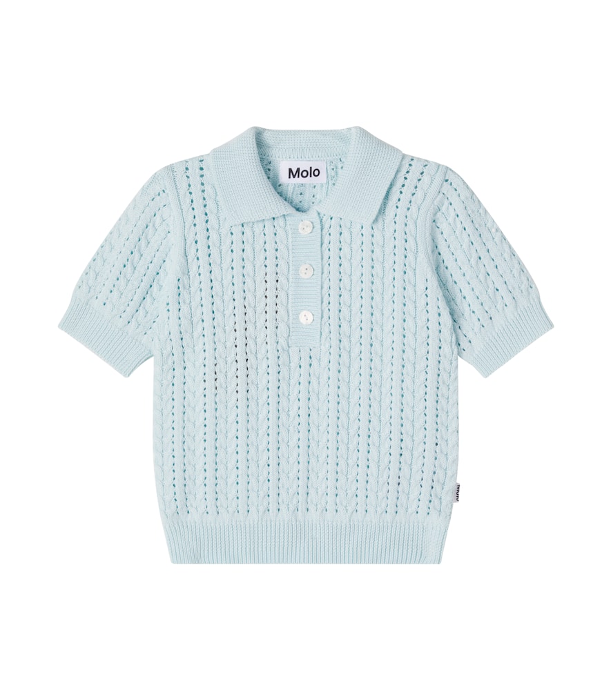 Gretel open-knit cotton polo shirt