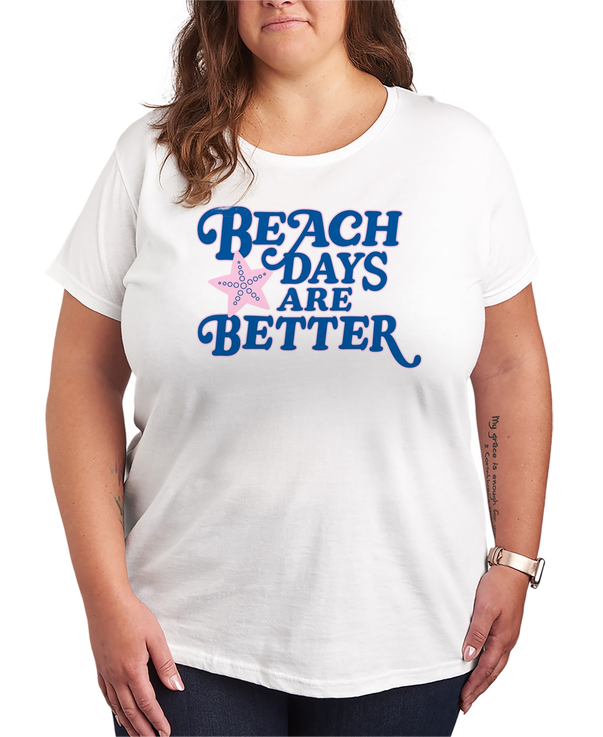 Plus Size Instant Message Beach Days are Better Short-Sleeve Graphic T-Shirt - White