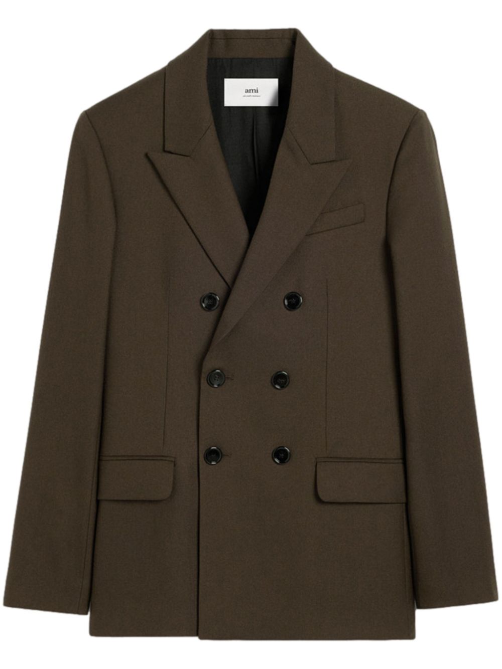 Double-breasted wool blazer - Brown