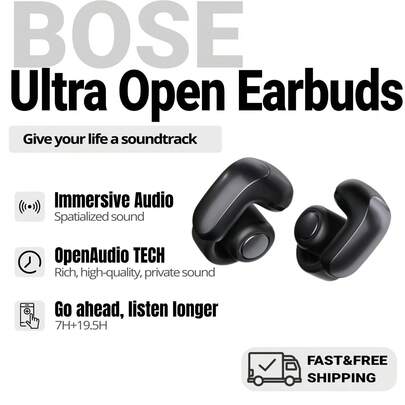 Ultra Open Bluetooth Earbuds With OpenAudio Technology, Open Ear Wireless Earbuds, Up Hours Of Battery Life, Black