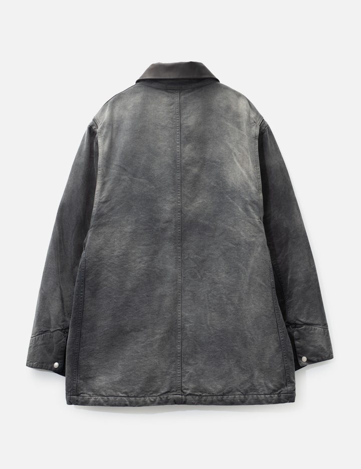 Leather-Trimmed Garment-Dyed Organic Cotton-Canvas Jacket