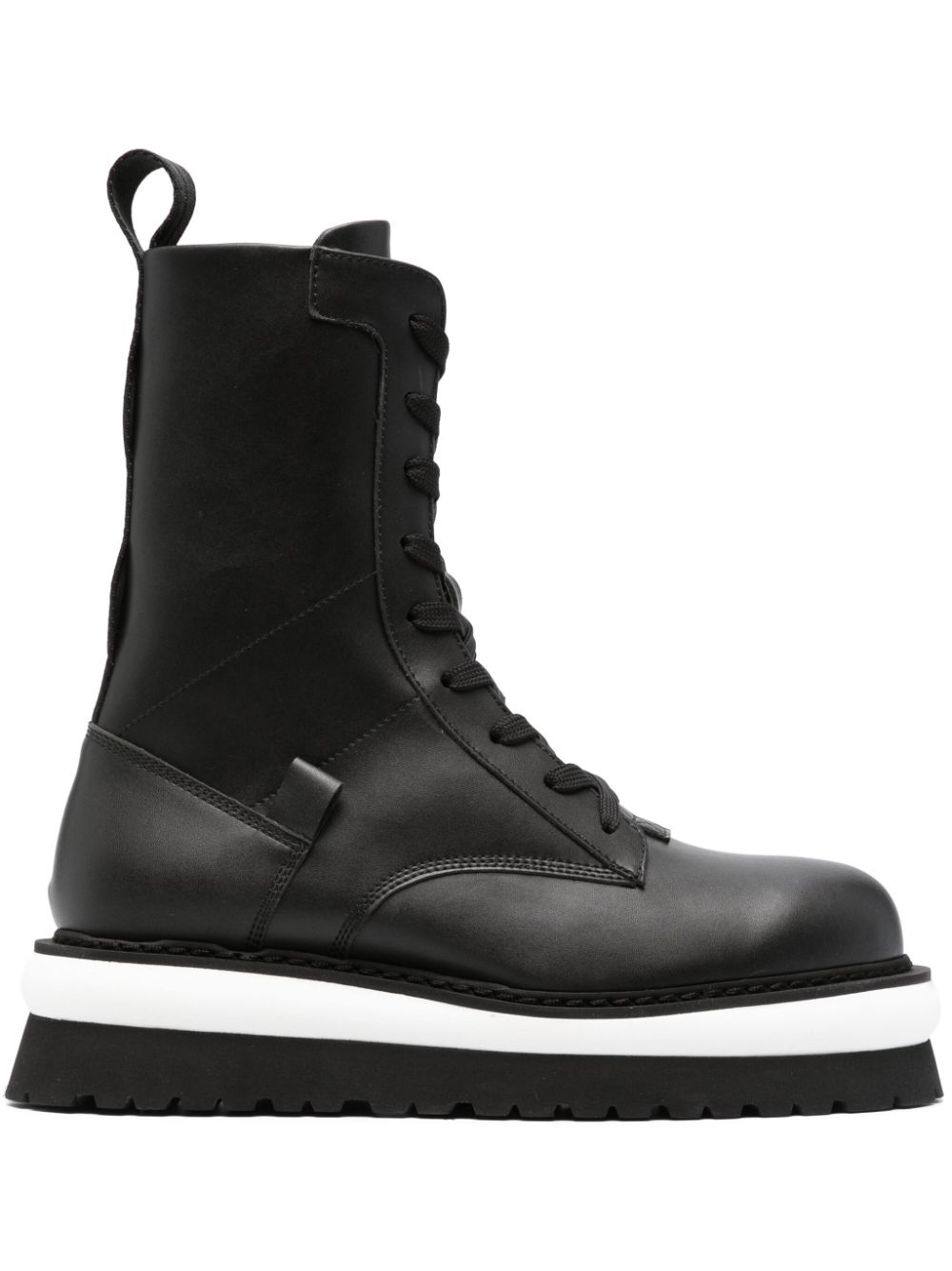 Logo-lettering leather boots - Black