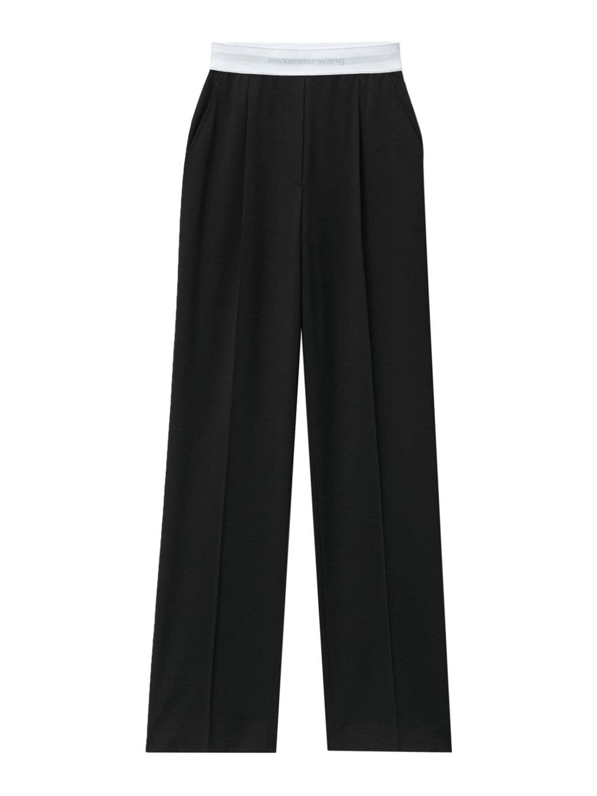 Pleat-detail logo-waistband trousers - Black