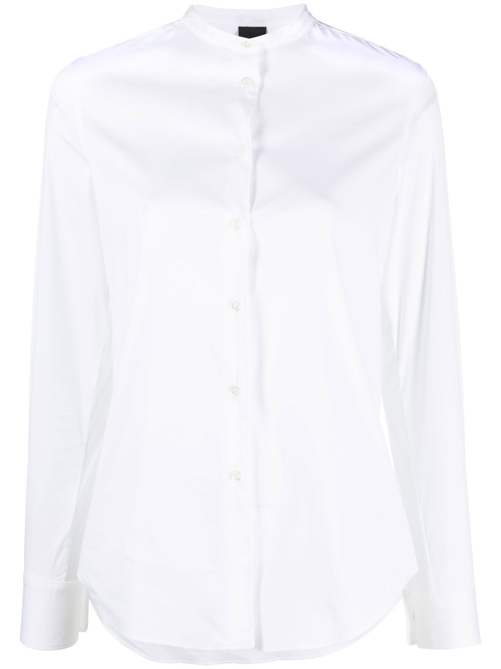 Collarless button-up shirt - White