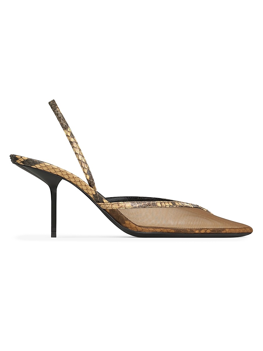 Women's Folie Slingback Pumps in Mesh and Python - Sand
