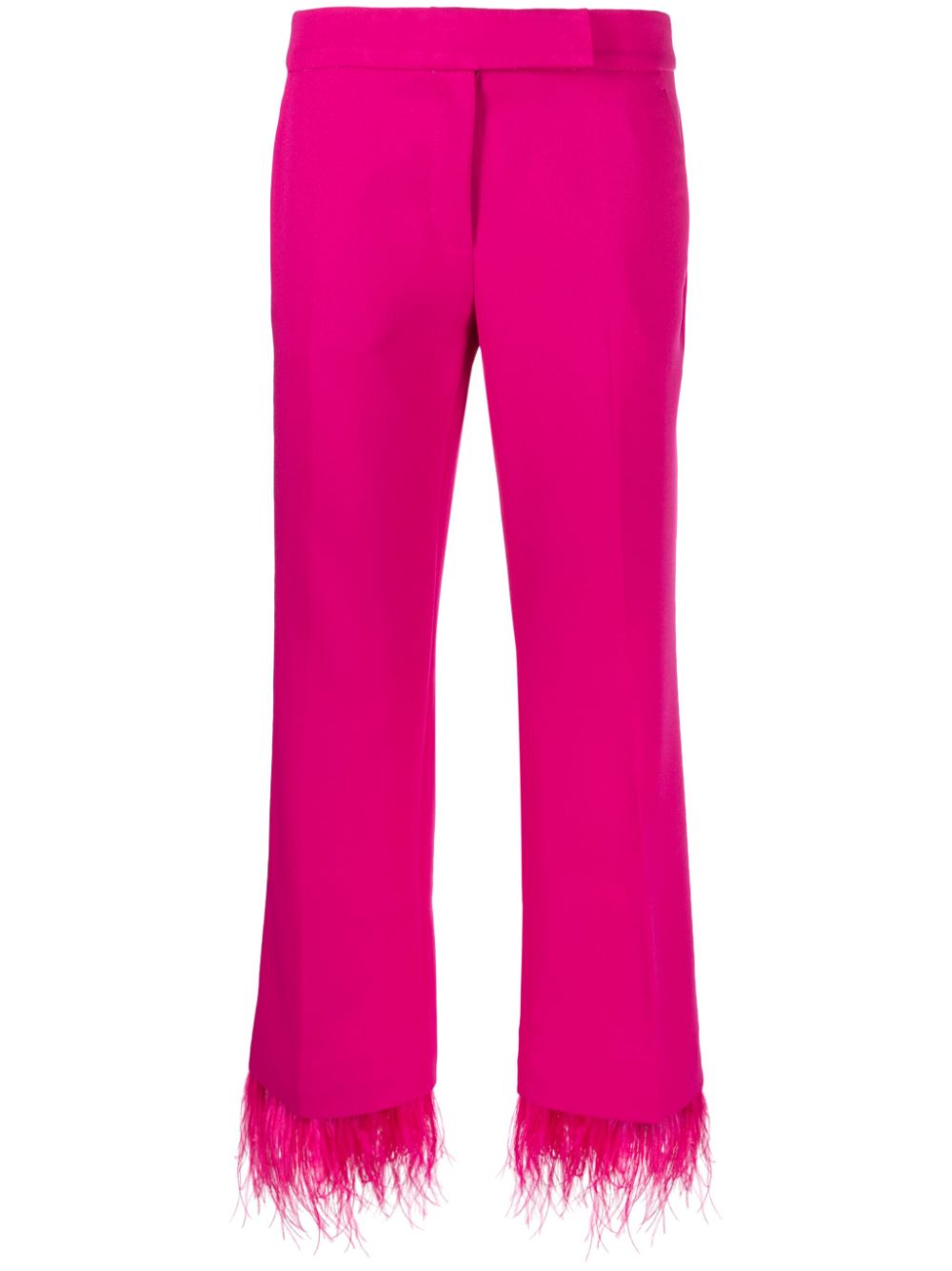 Feather-trim cropped trousers - Pink