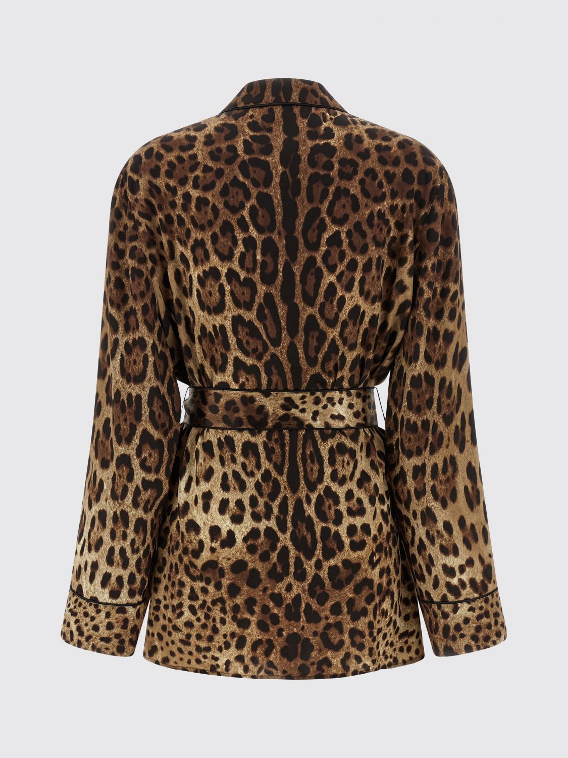 Leopard-print satin pajama shirt - Brown