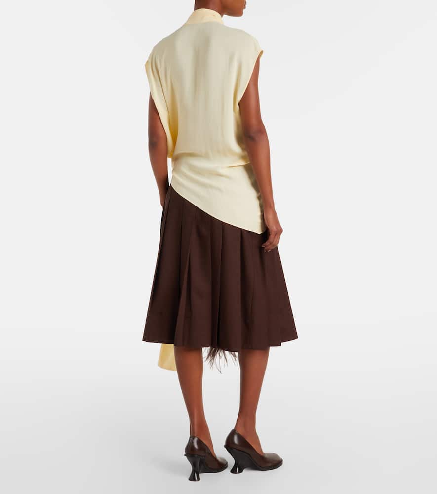 Asymmetric tie-neck blouse