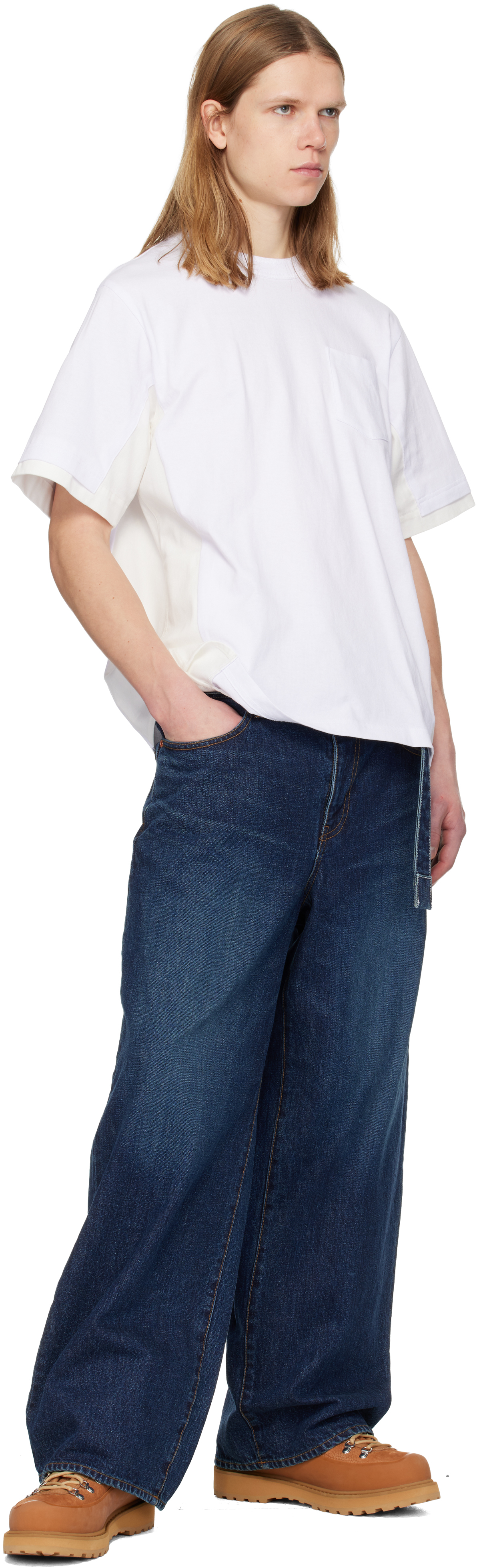 White Cotton Jersey & Light Wight Denim T-shirt