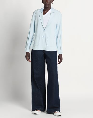 Woman Blazer Light blue Size 3 Cotton, Modal, Elastane