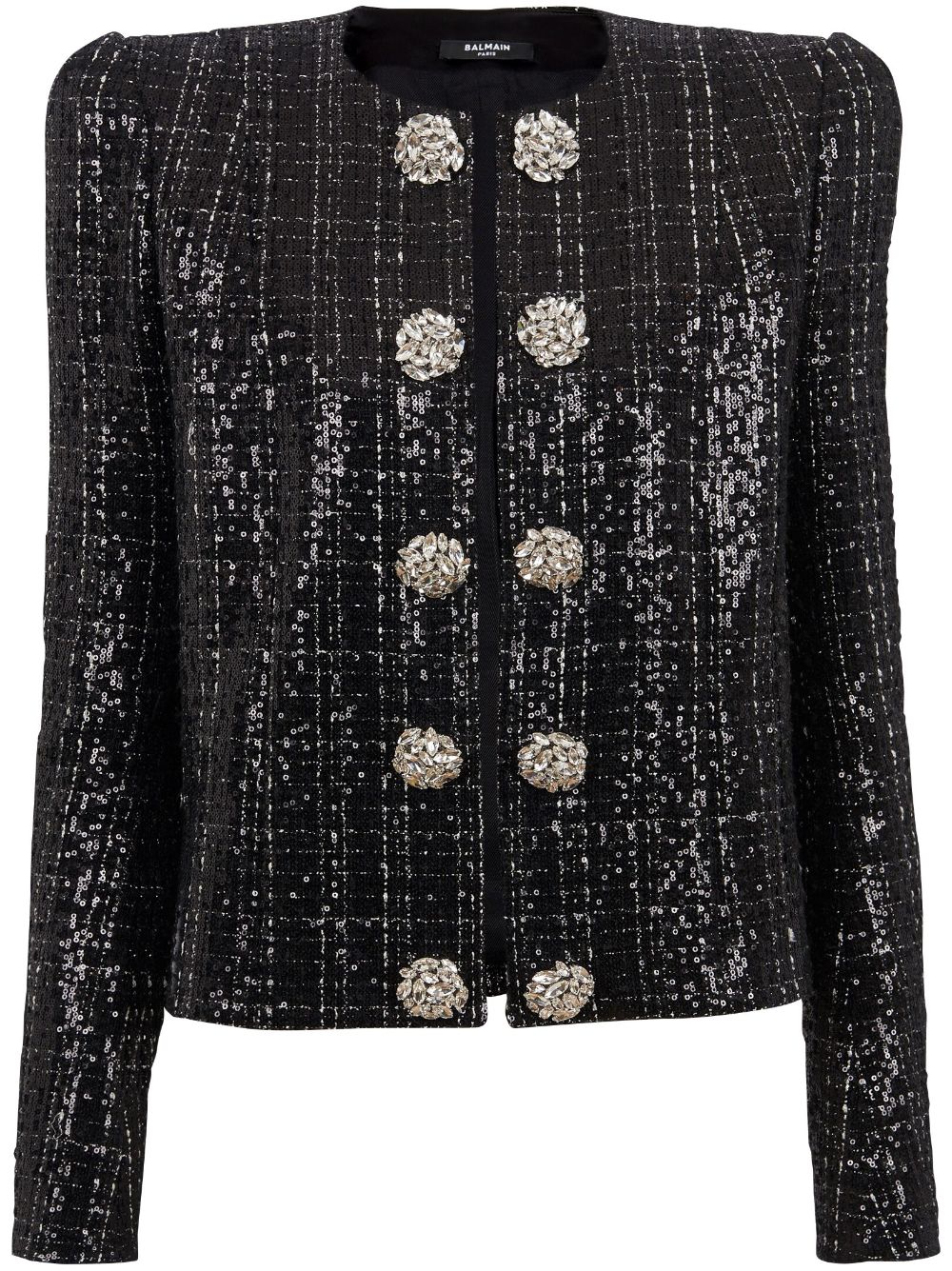 Sequin-embellished tweed jacket - Black
