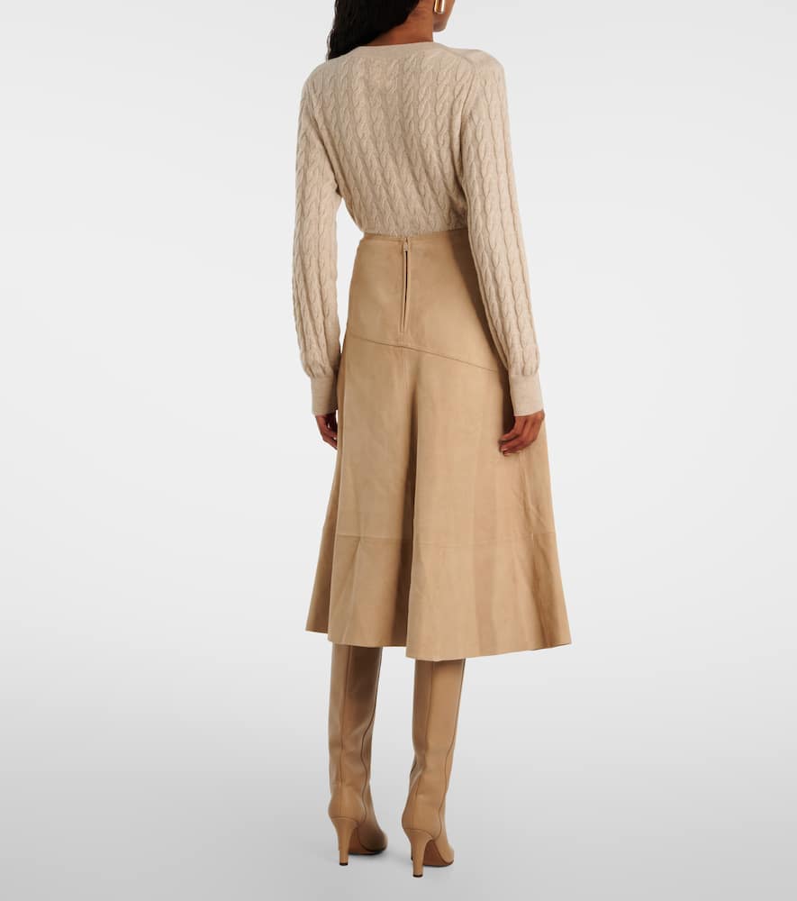 Suede midi skirt