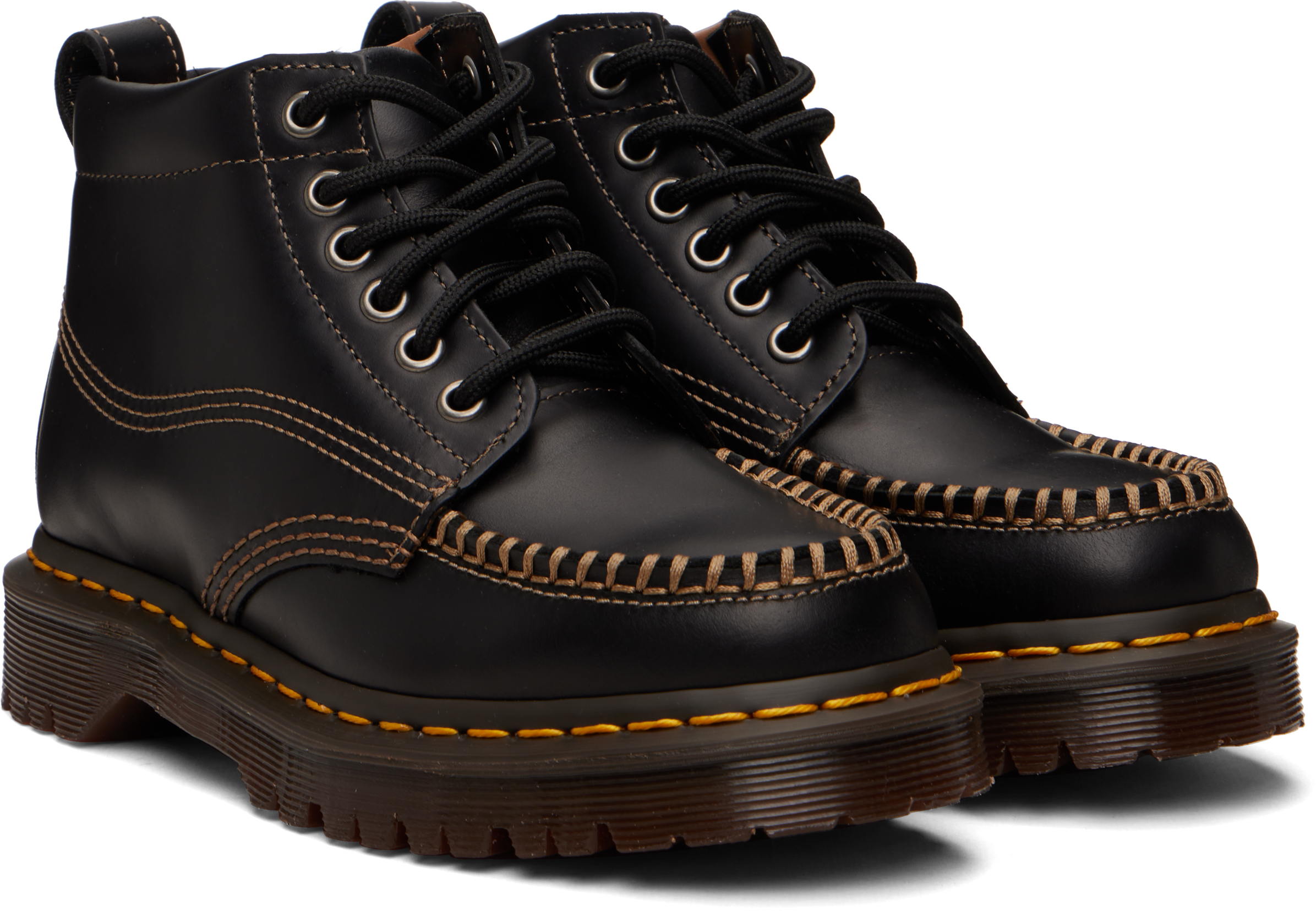 Black Lowell Chukka Moc Toe Leather Ankle Boots