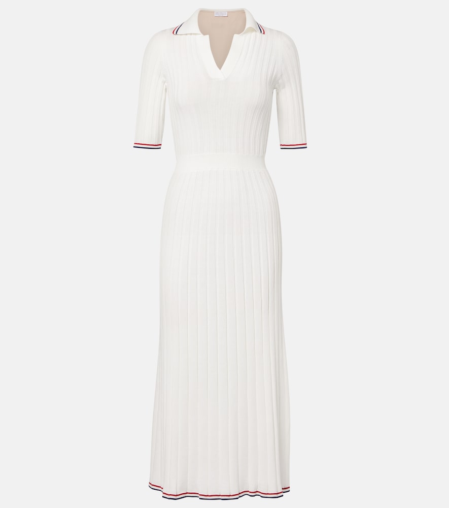 Ribbed-knit cotton midi dress