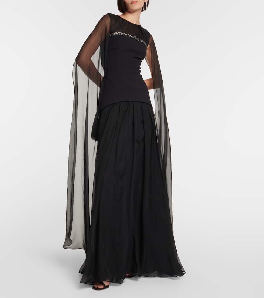 Gloria silk and crêpe gown