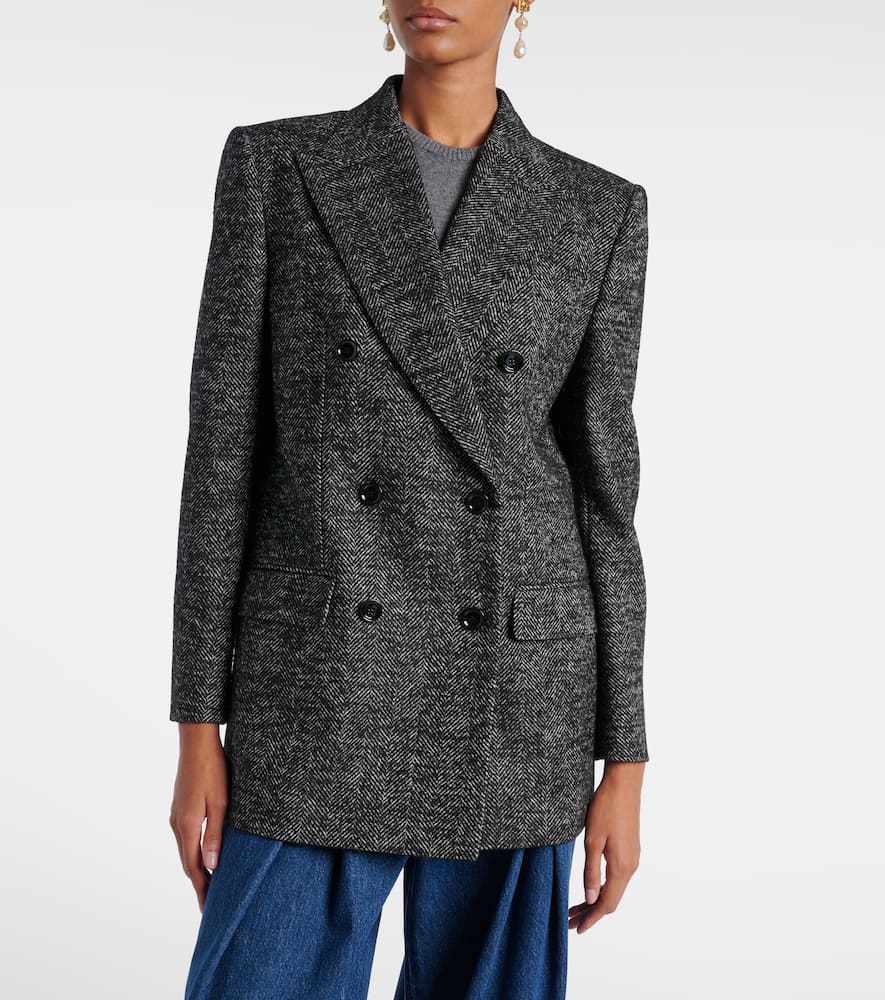 Double-breasted wool-blend jacket