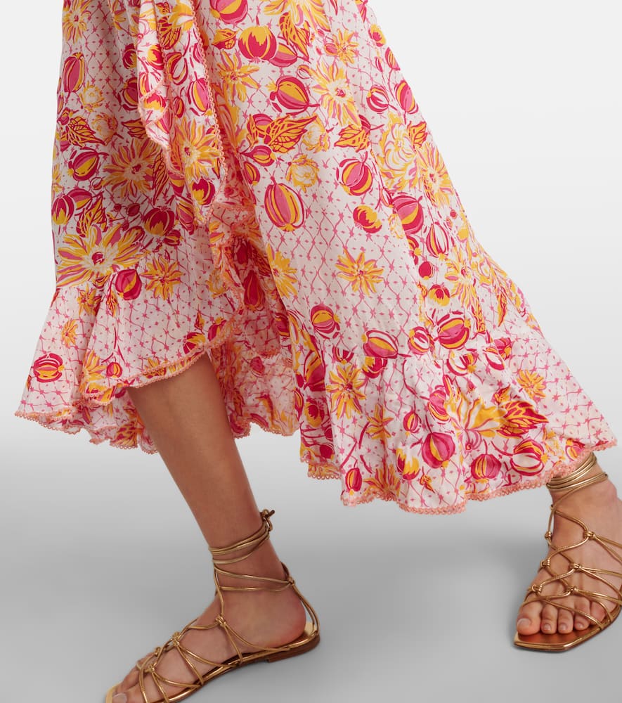 Aude ruffled floral wrap dress