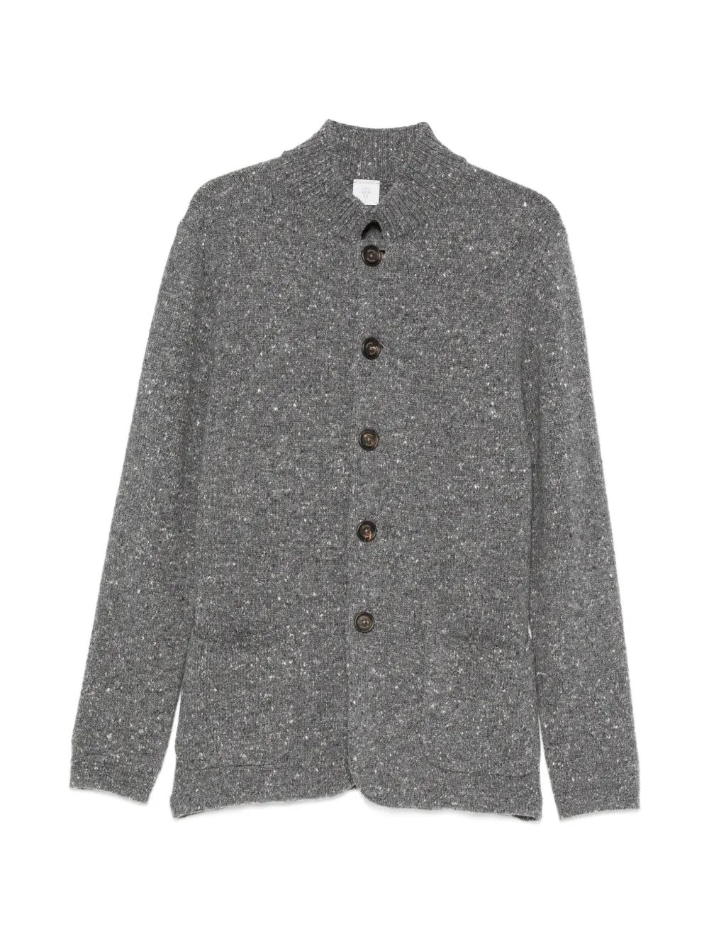 Flecked-Knit Cardigan — Grey