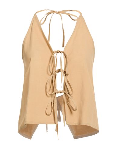 Woman Top Beige Size M Viscose, Linen