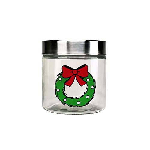 Ten Strawberry Street Wreath Icon 3-pc. Glass Canister w Screw Top Lid