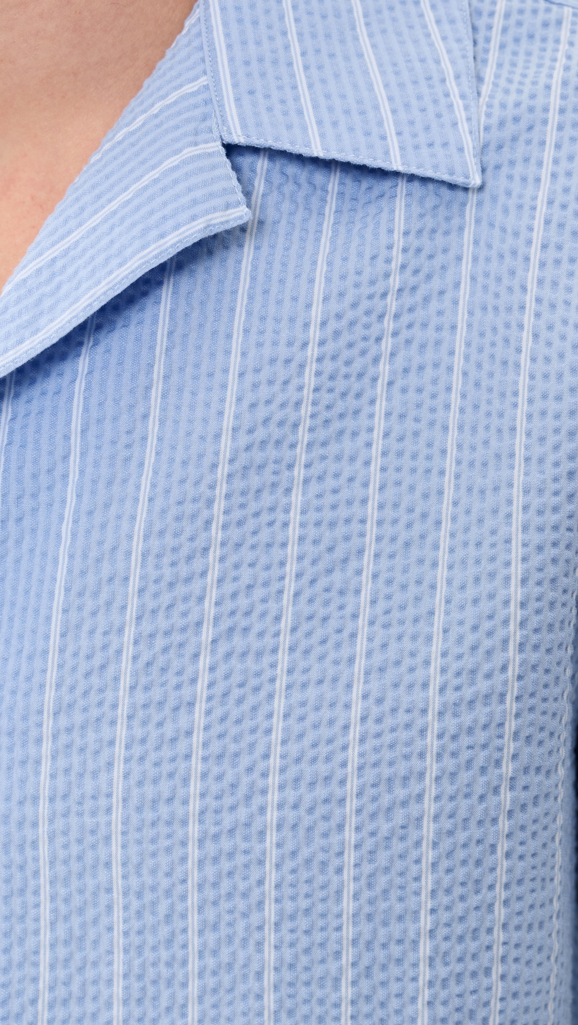 Seersucker Stripe Didcot Shirt Blue/Ecru