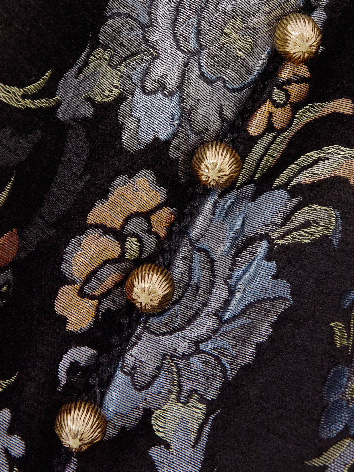 Cropped Floral-jacquard Jacket - Black