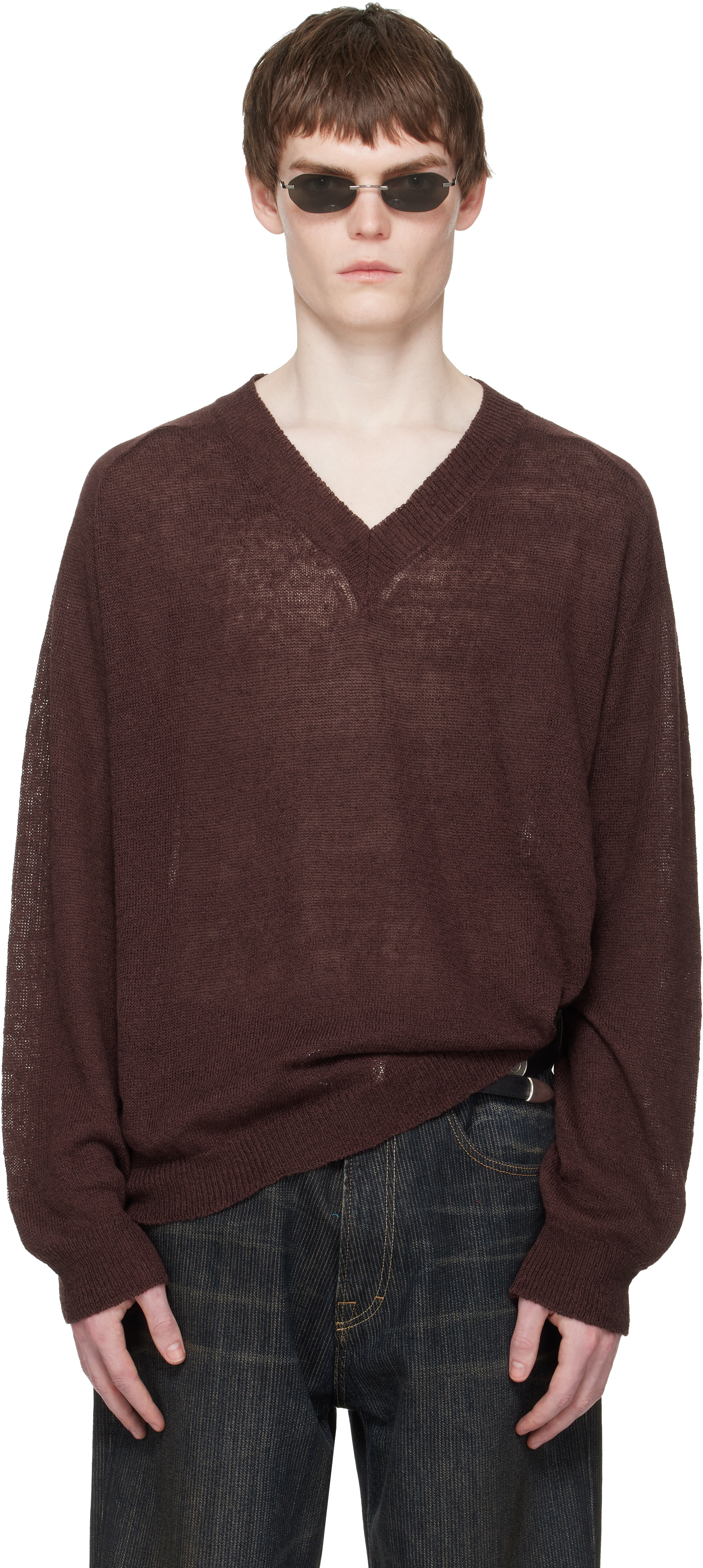 Burgundy Rue V-Neck Sweater