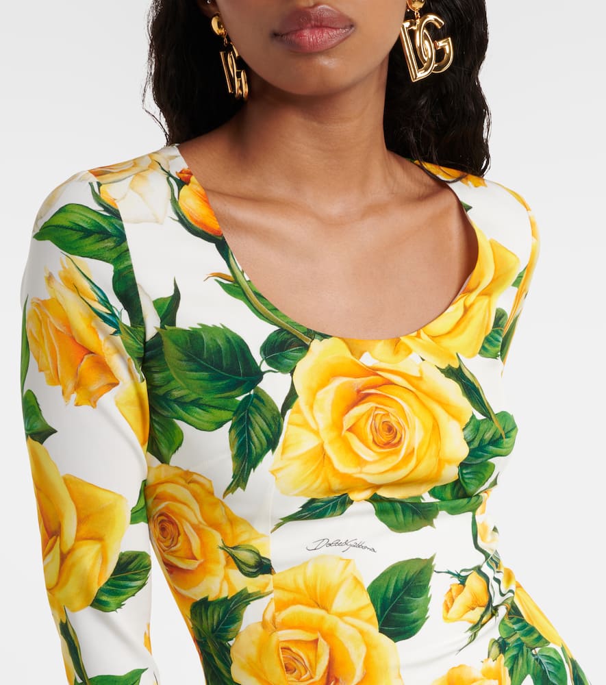 Floral silk-blend midi dress