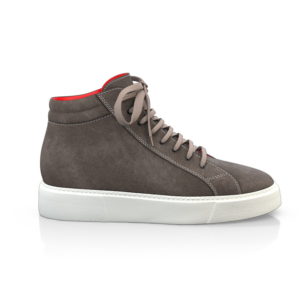 Baskets dernier cri Homme Faites main en Italie en Daim Vison Marron - Sur Mesure, Lacets - GIROTTI