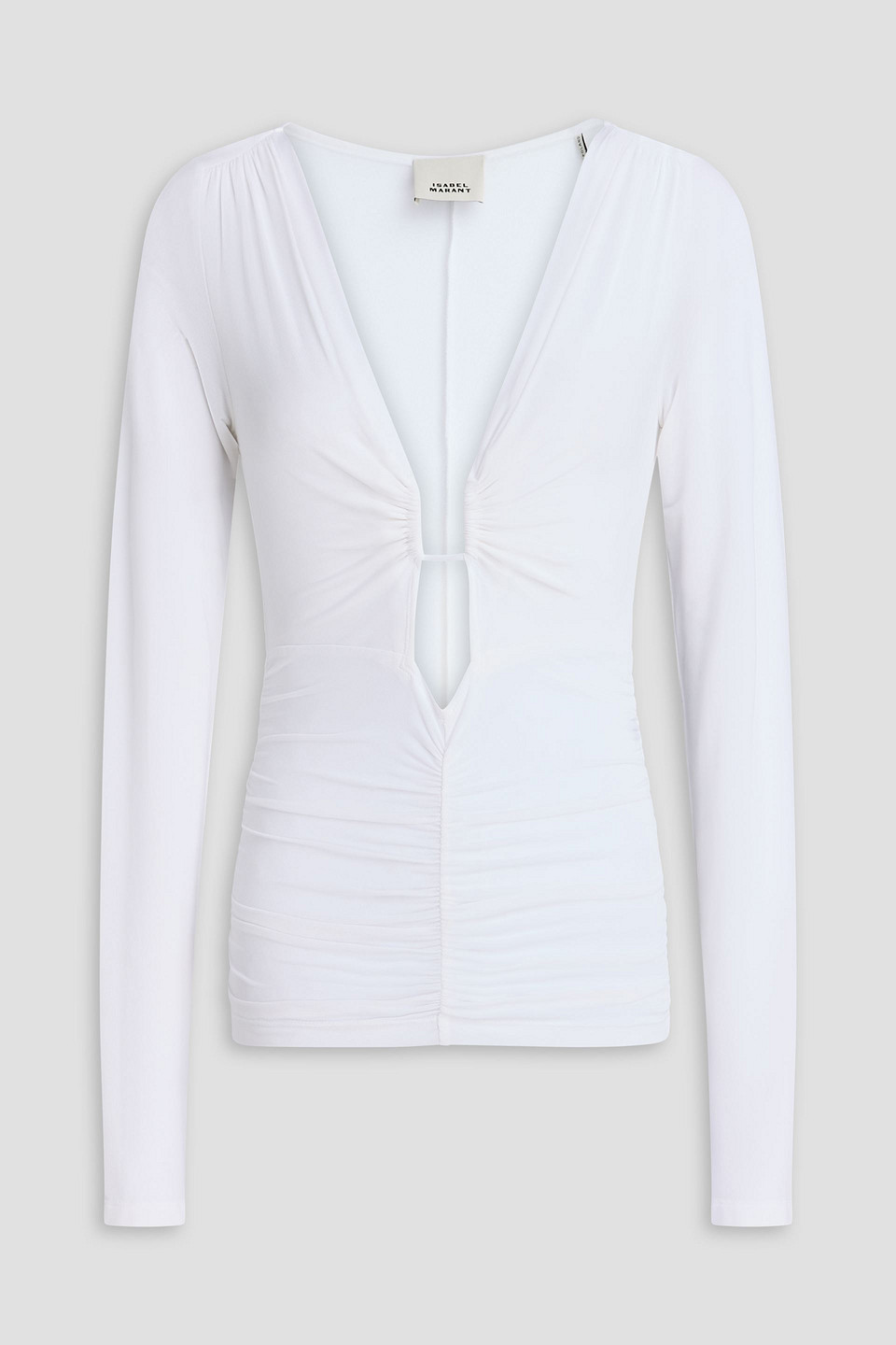 Laura cutout ruched stretch-jersey top - White - 36