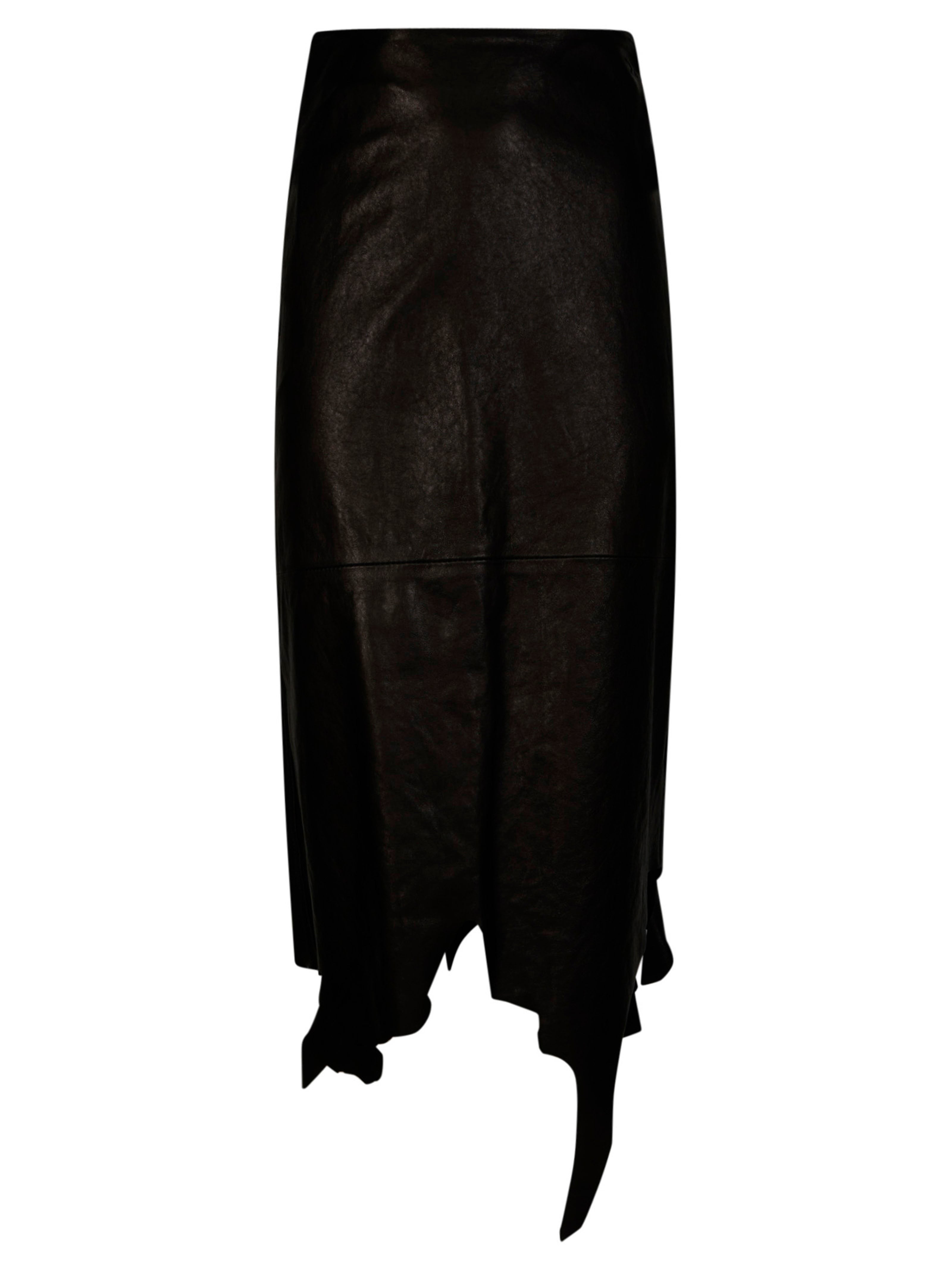 Leather Midi Skirt with Jagged Hem