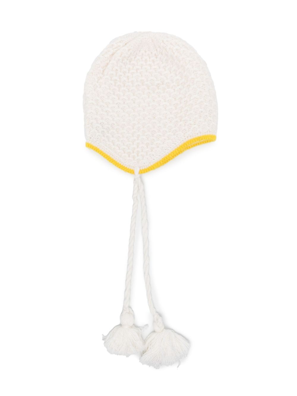 Tassel-detail knitted hat - Neutrals