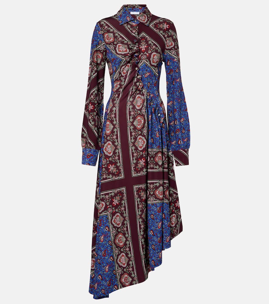 Asymmetric paisley printed midi dress