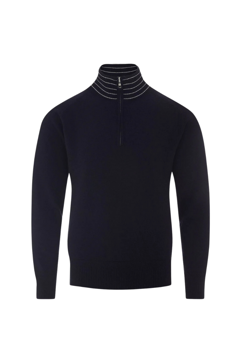 Cashmere Half-Zip Sweater — Black
