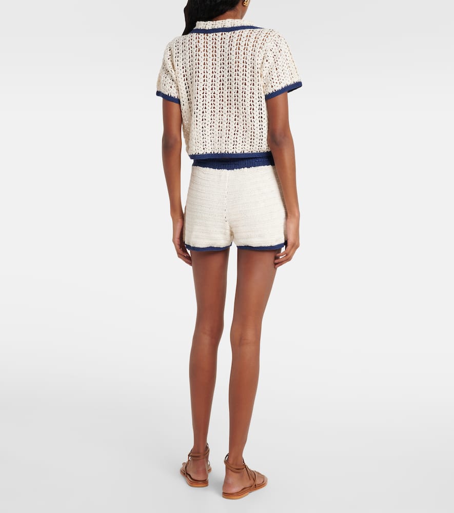 Coastal crochet cotton polo shirt