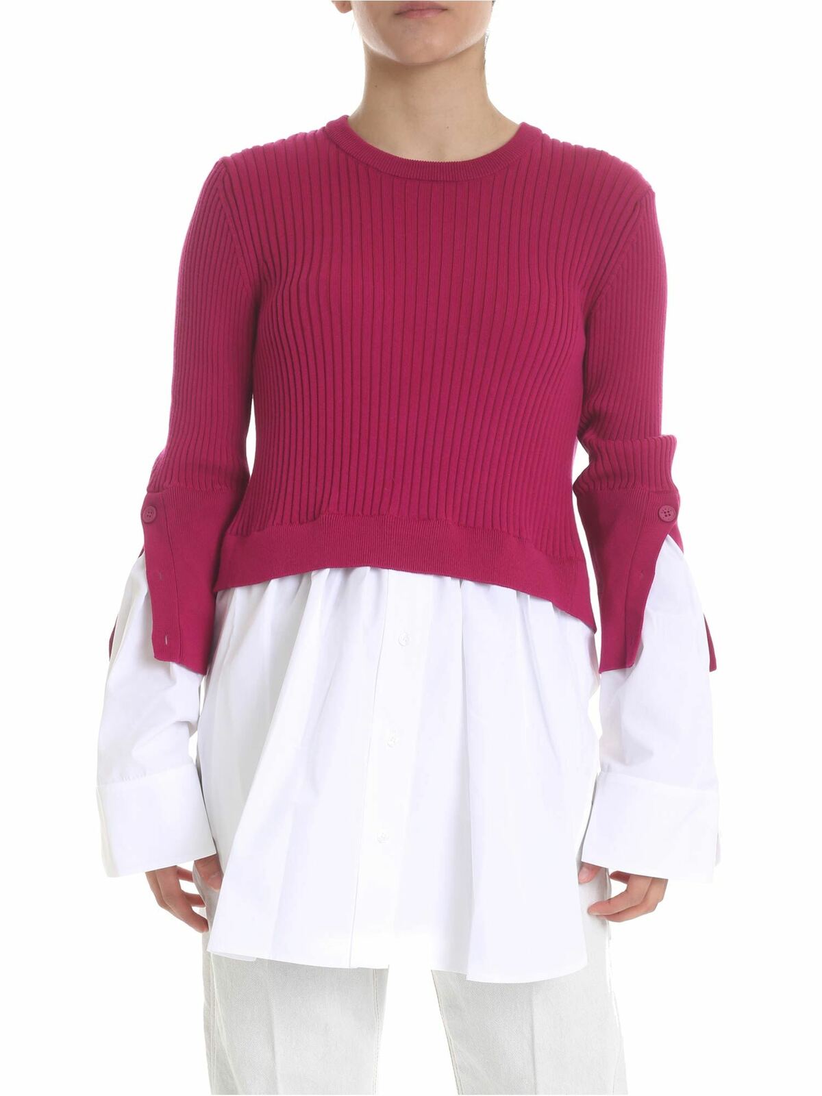 Fuchsia and white shirt pullover