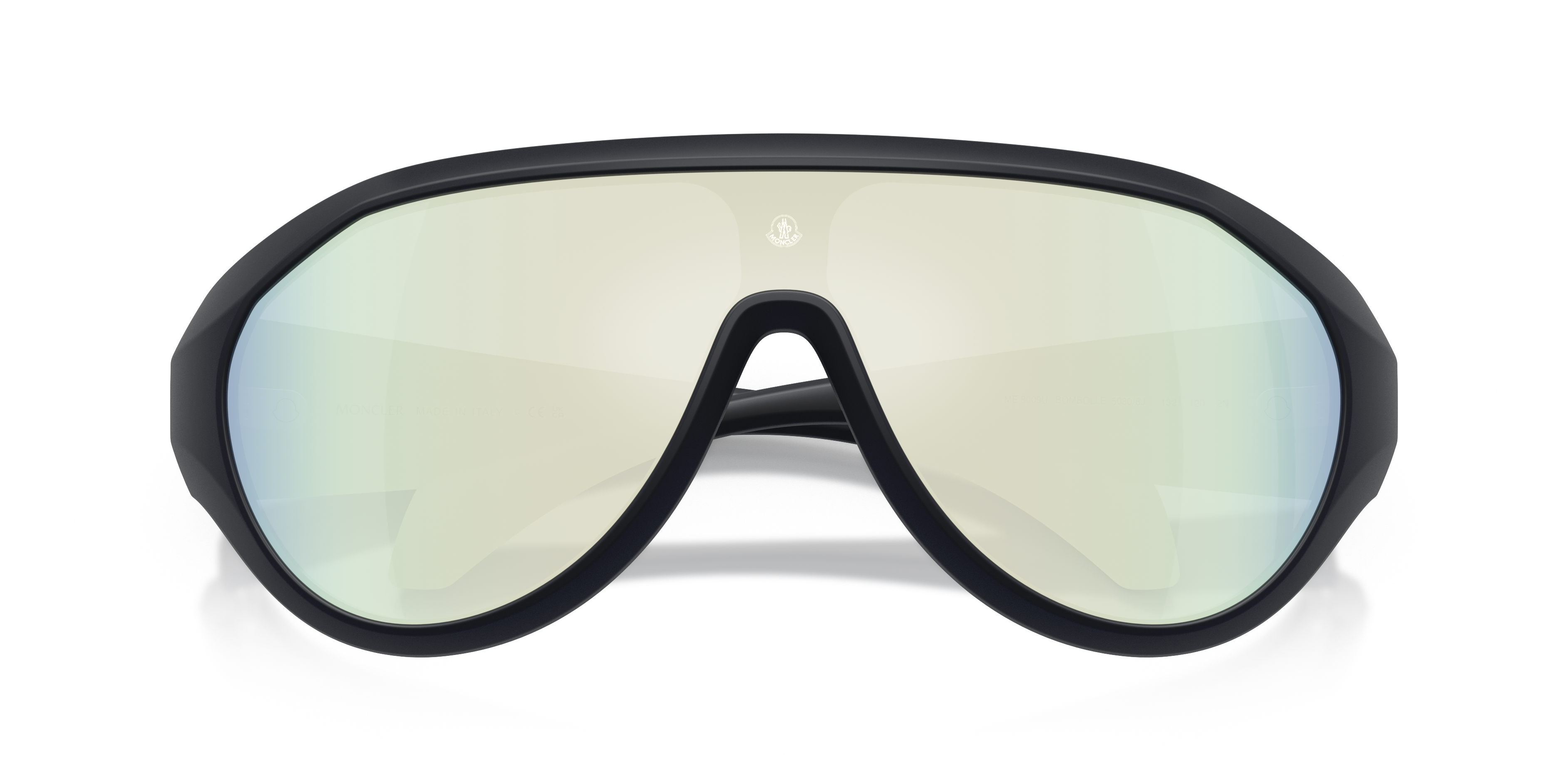 Moncler Uniseks Moncler ME8009U BOMBOLLE 50306J Zonnebrillen Geïnjecteerd Blauw Blauw Rotonde Spiege
