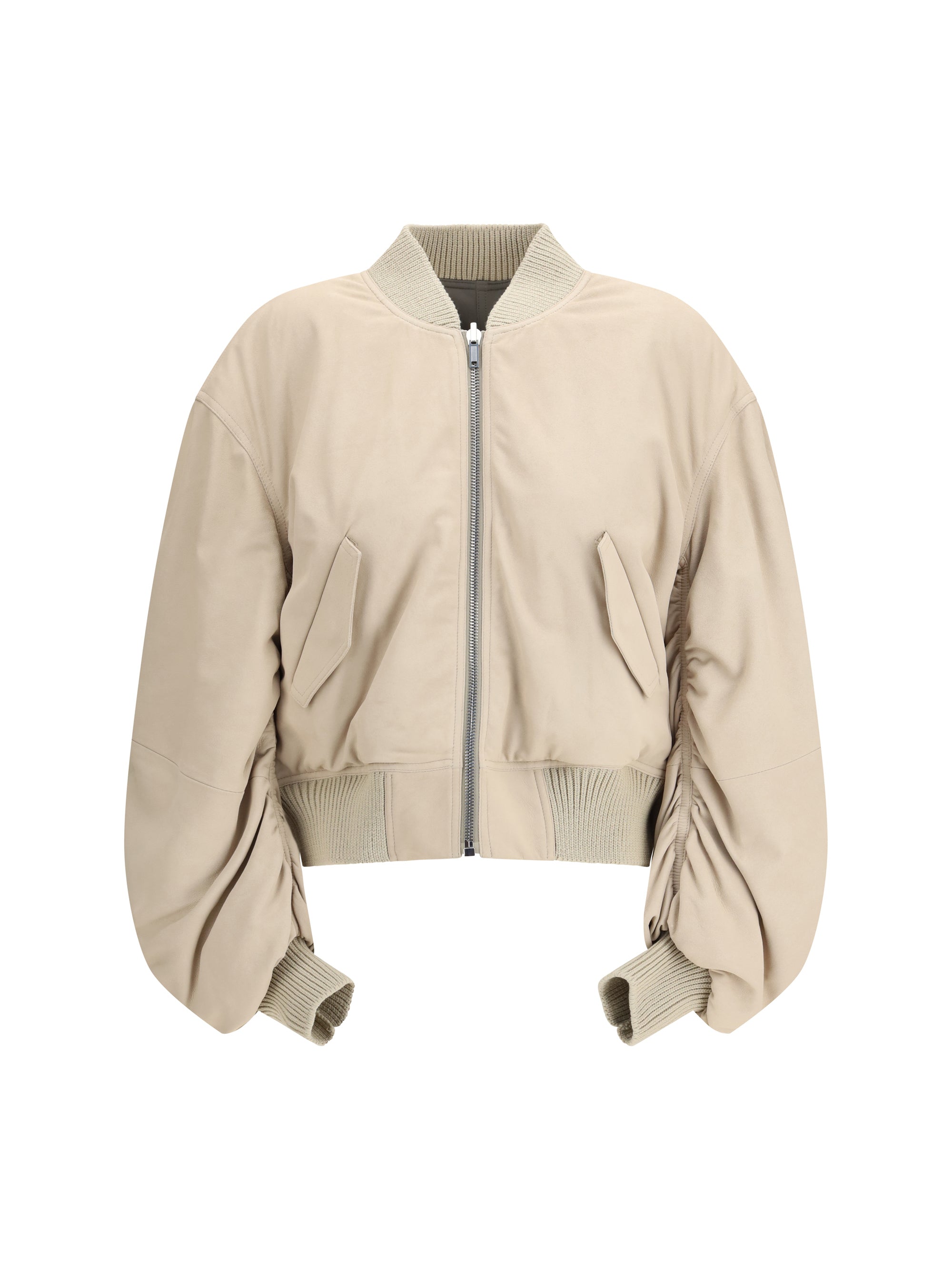 Secchia Flight Bomber Jacket — Beige