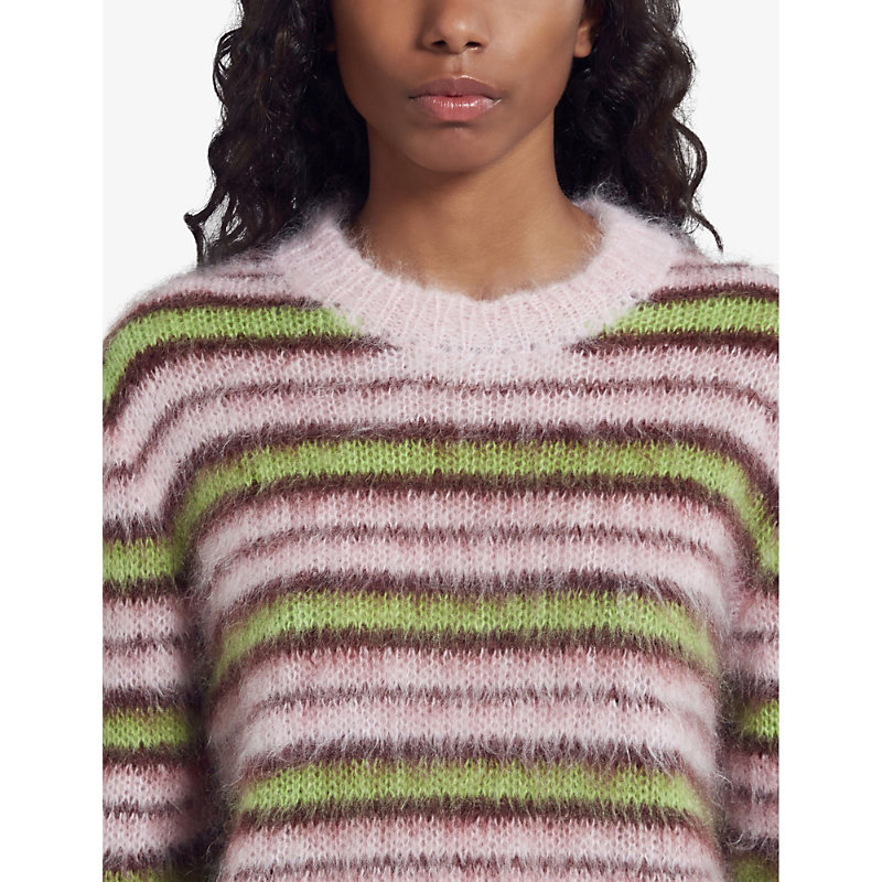 Womens Quartz Striped-pattern Ribbed-trim Wool-blend Jumper 10