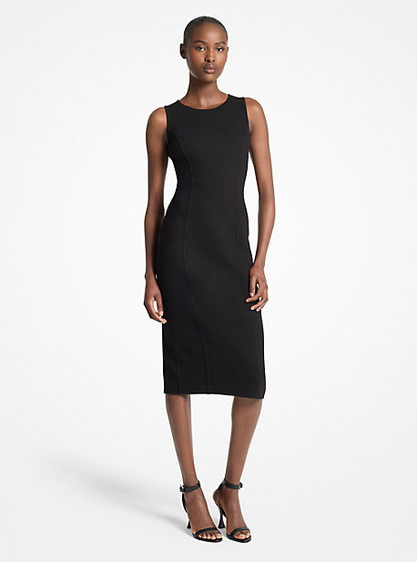 Double-Faced Stretch Wool Crepe Sheath Dress