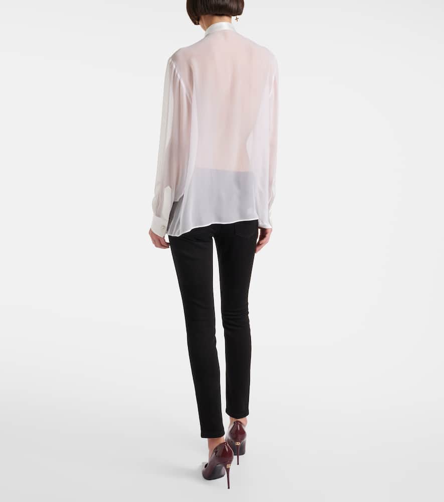 Bow-detail silk chiffon shirt