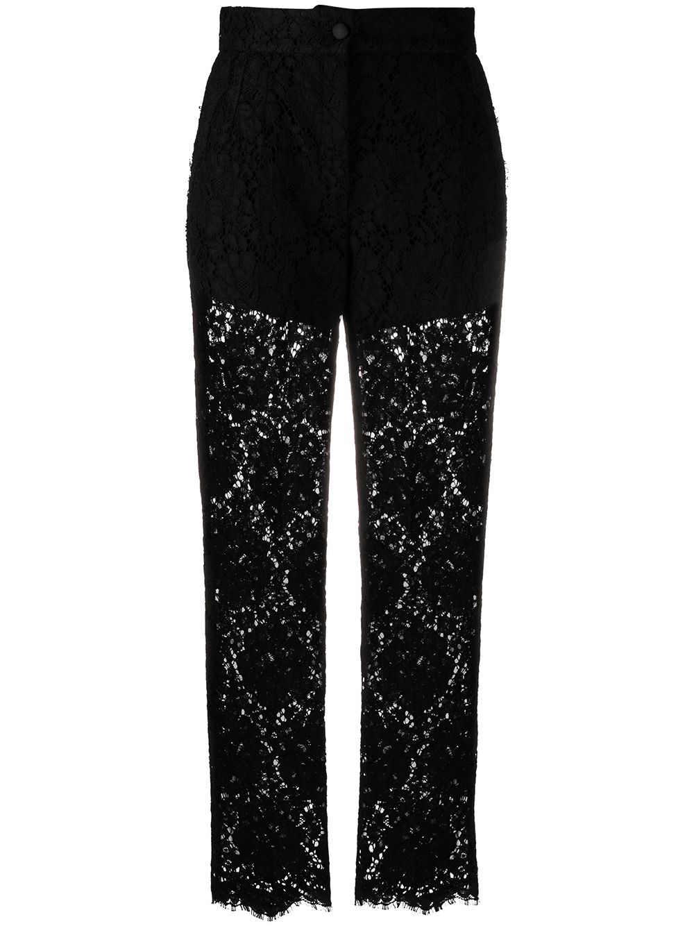 Embroidered straight-leg trousers - Black