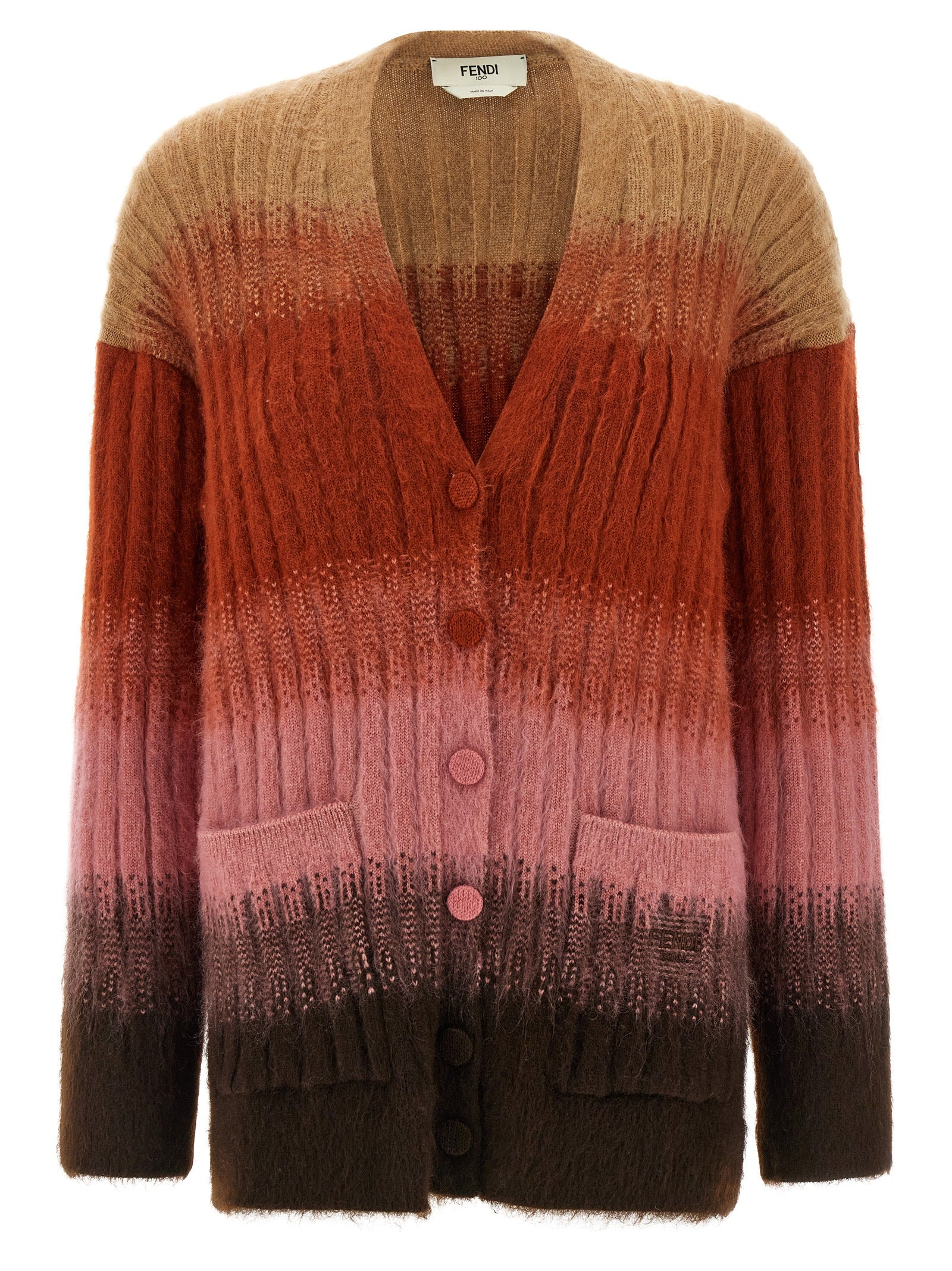 Ombré Mohair Blend Cardigan — Multicolor