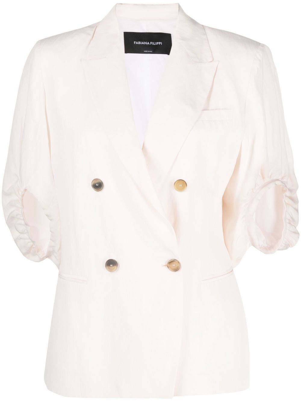 Puff-sleeve double-breasted blazer - Pink
