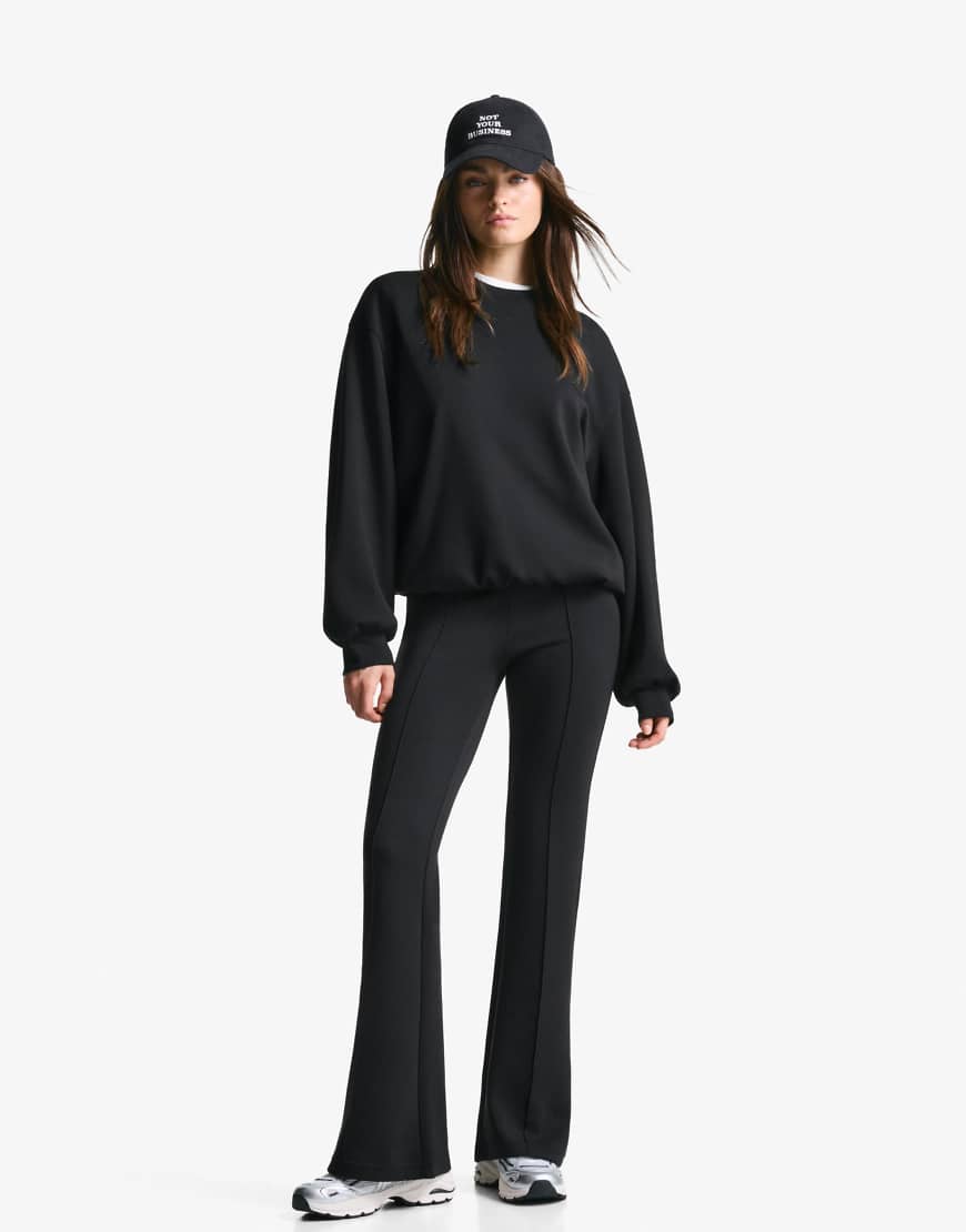 Modal flare trousers in black
