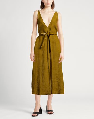 Forte_forte Woman Midi dress Military green Size 2 Linen, Cupro