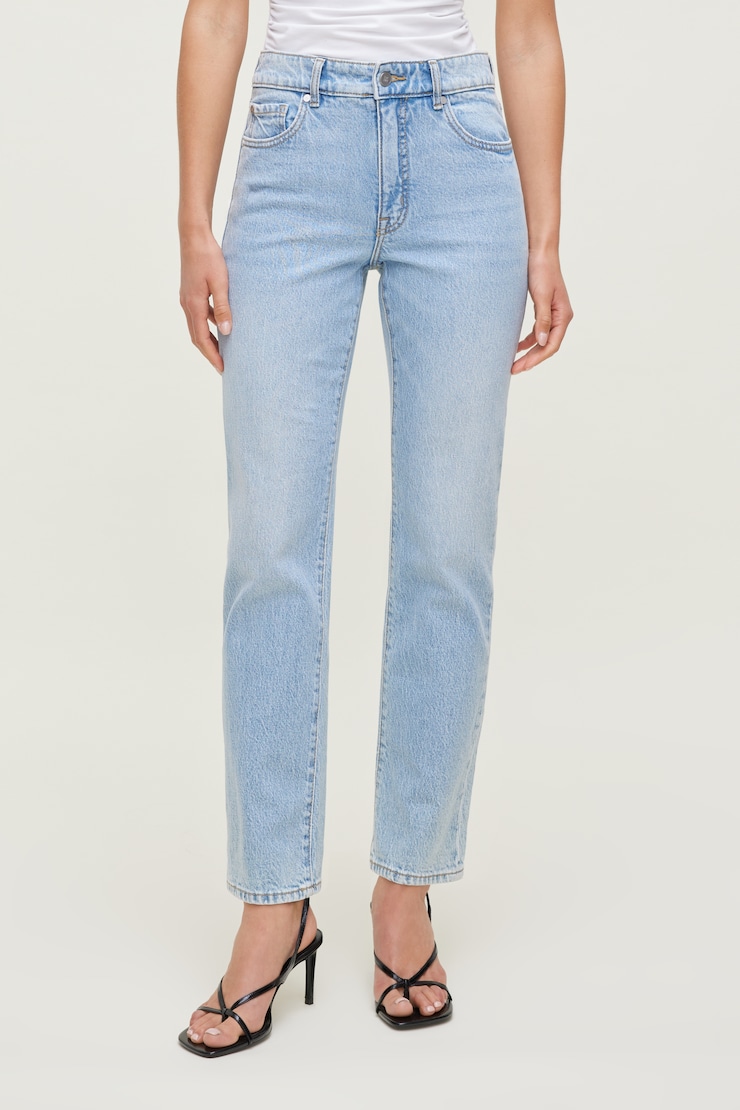 Frenchie High Rise Slim Leg Jeans - Blue - Women Clothing