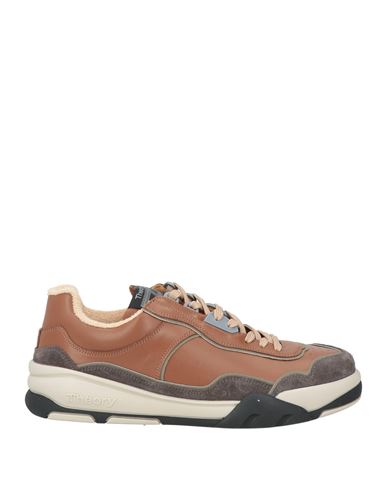 Man Sneakers Brown Size 8 Calfskin