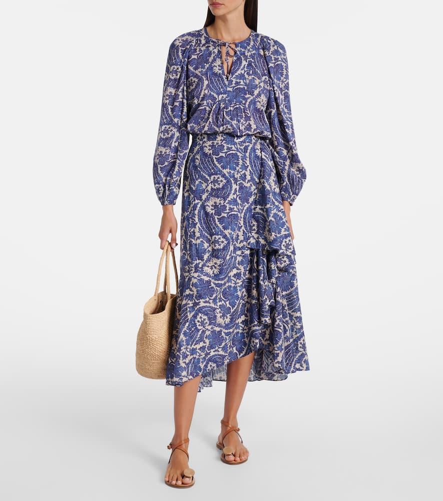 Sabina printed cotton-blend maxi skirt