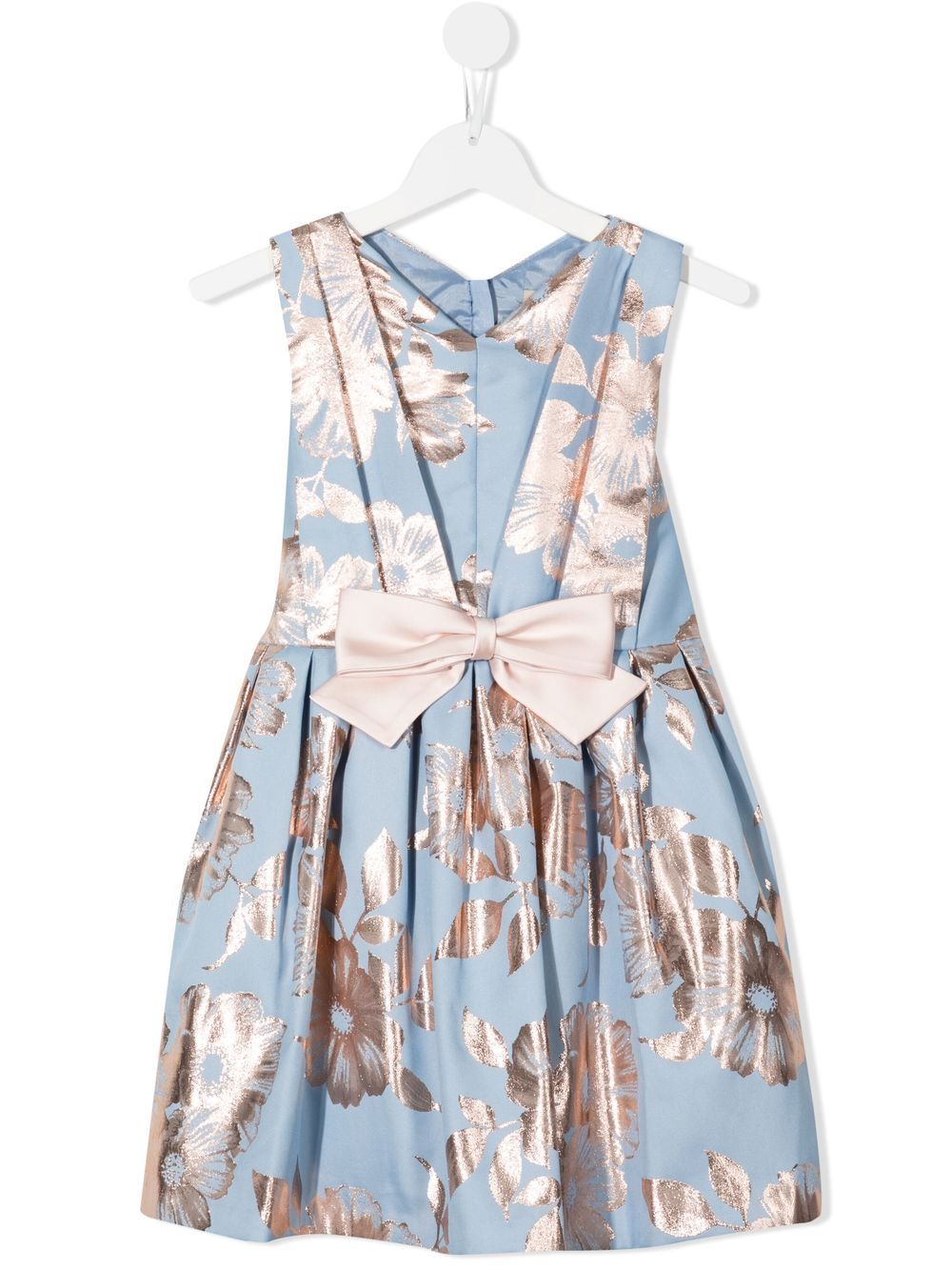 Sleeveless floral-jacquard dress - Blue